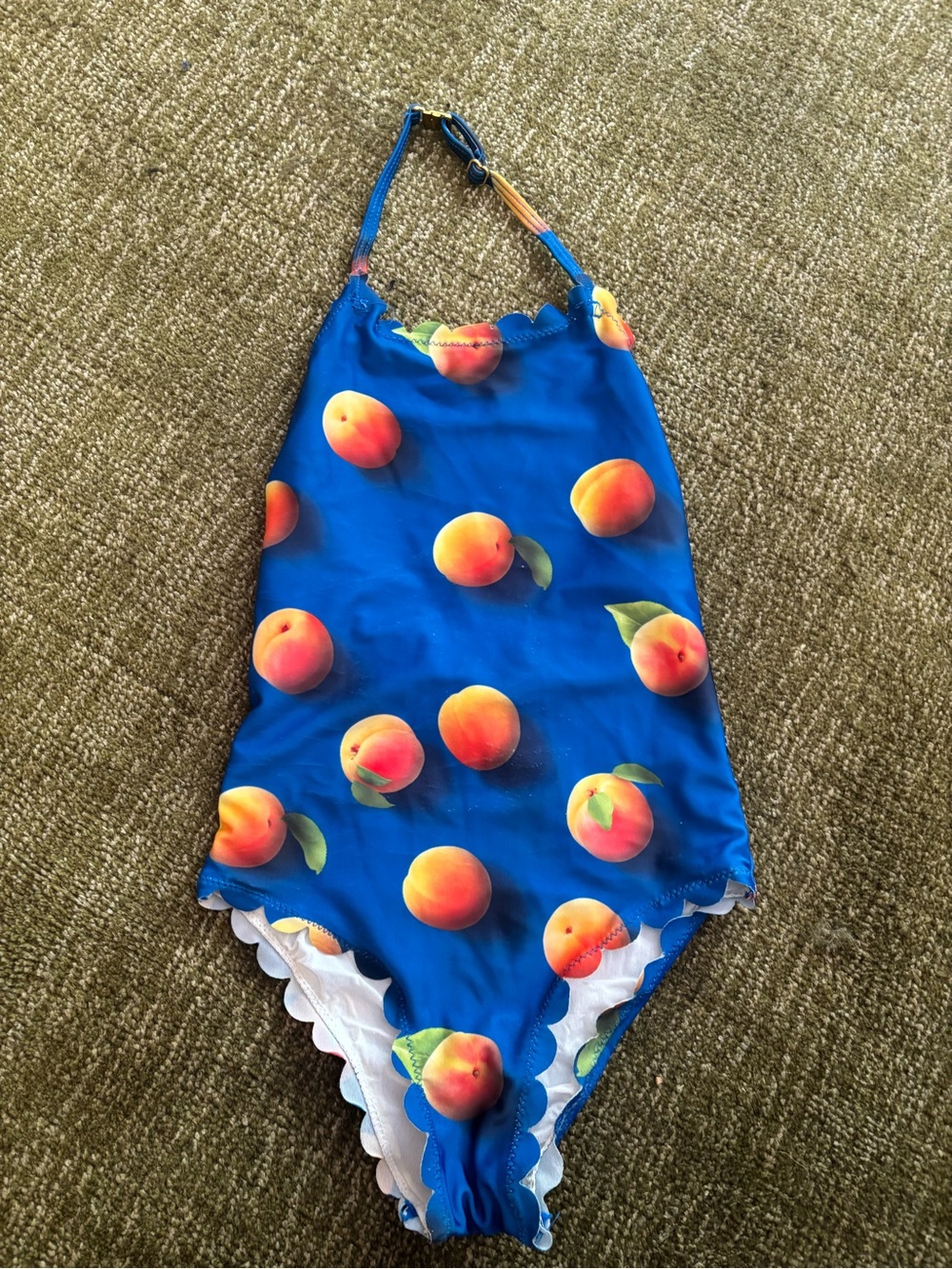 Molo Blue Peach-Print Kids scalloped One-Piece Swimsuit